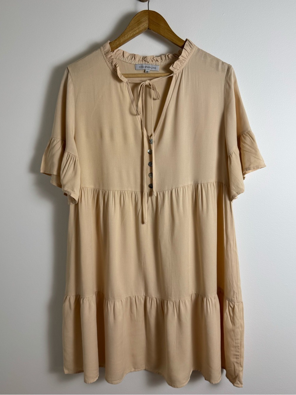 Cream Tiered Babydoll Dress Cottagecore Boho